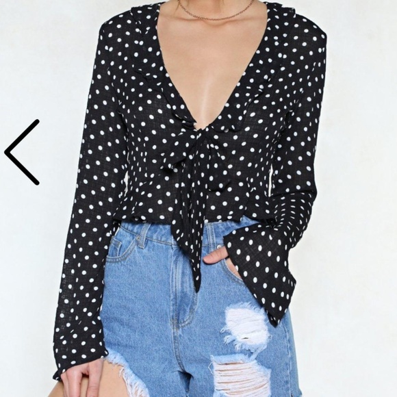 Nasty Gal Give It All You Dot Top - Picture 1 of 4